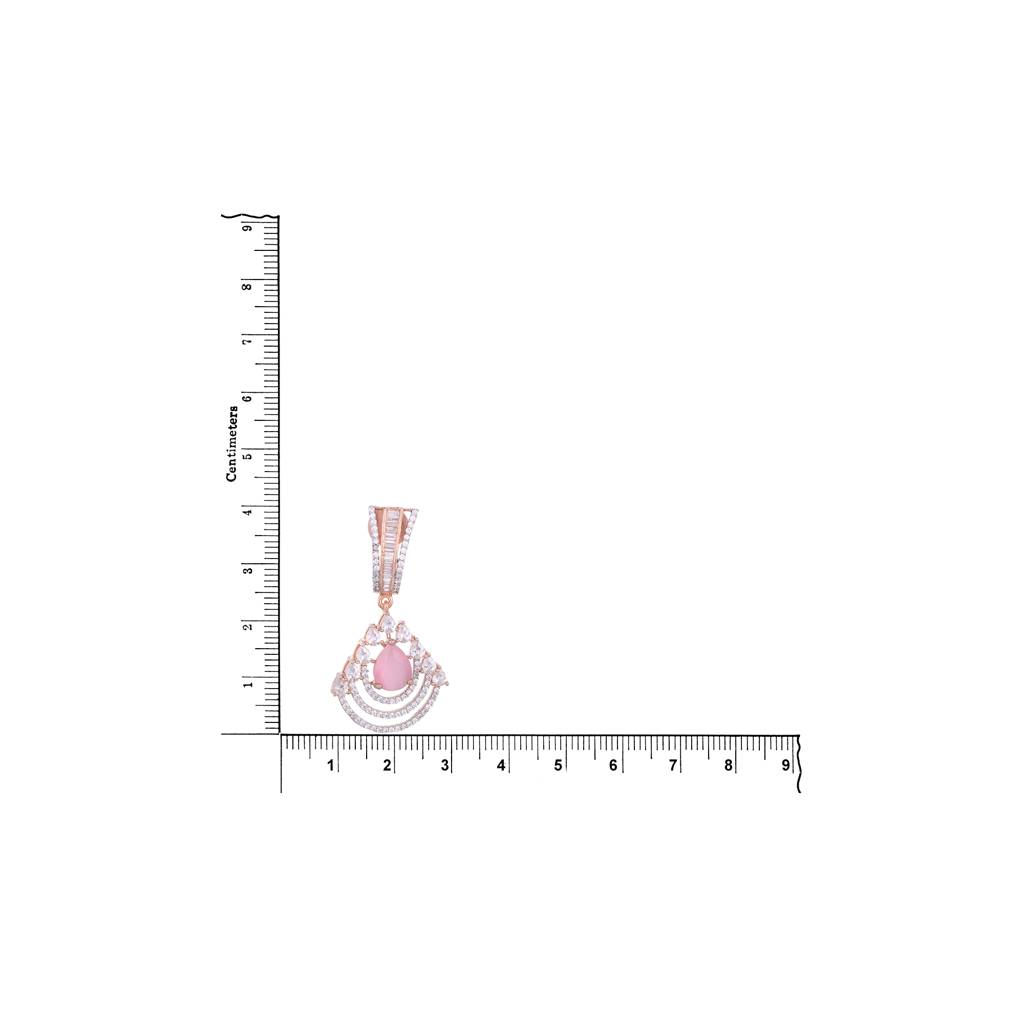 Modern Rose Quartz Danglers Pastel Pink Drop Earrings Ad Studded Rose Gold Plated : SJER1125