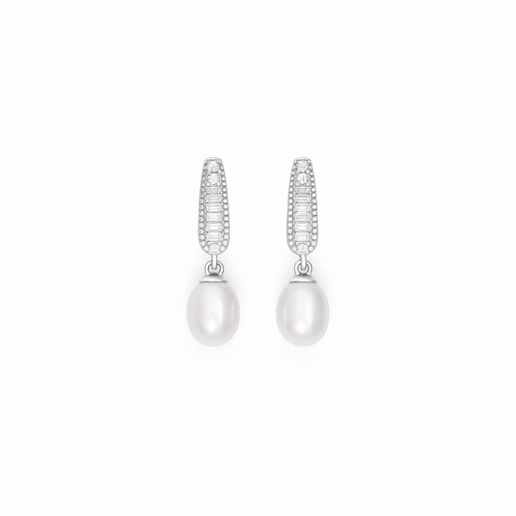 Dew You Love Me: 92.5 Silver & Pearl Drop Earrings For Women : 1127EA