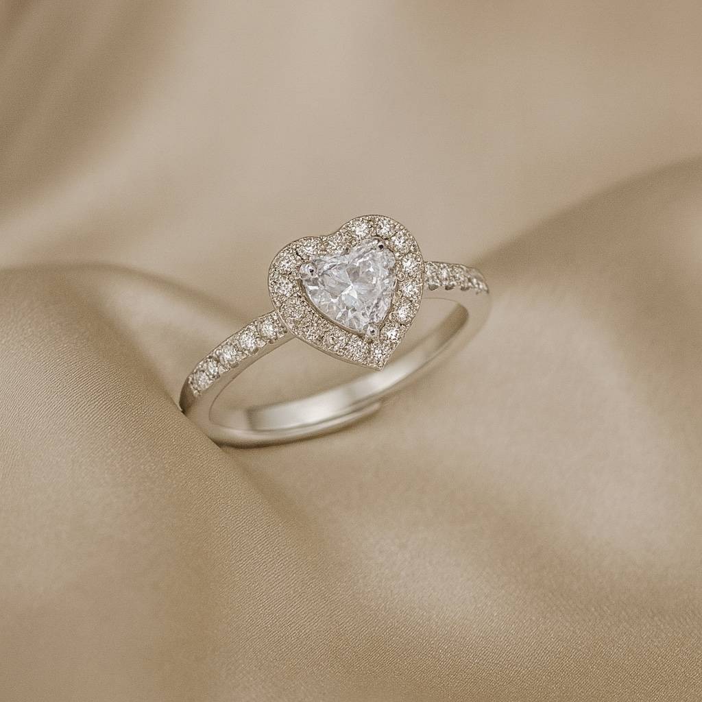 Amour: Silver Heart Ring With Cubic Zirconia For Women