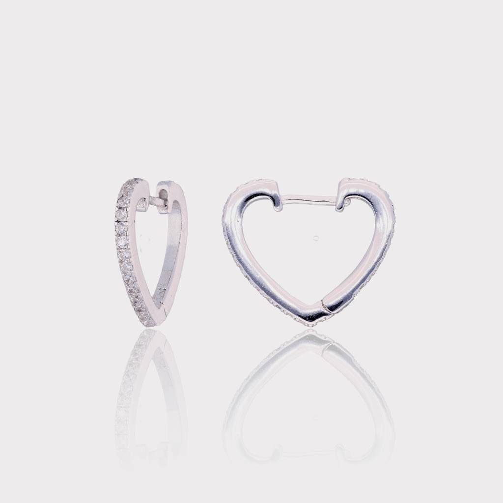 Silver Heart Hoop Earrings : 1131