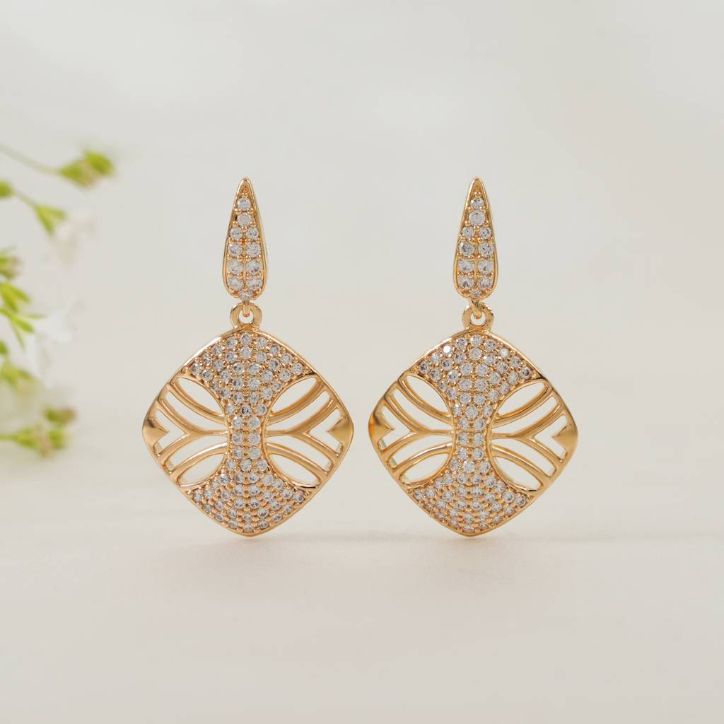 Cute Rhombus Cz Diamond Dangler Earring : SJ141