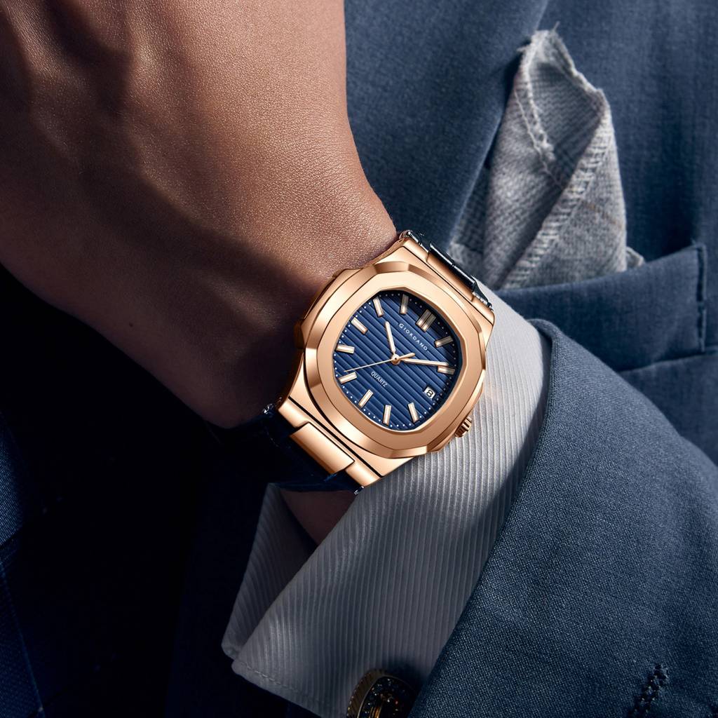 Analog Wrist Watch For Men Stylish Metal Strap With Water Resistant 3 Hand Mechanism For Men And Boys To Complim : GZ-50104-01