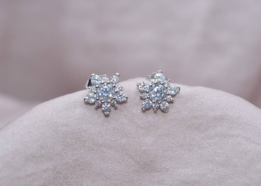 Stone-Studded Blossoms Earrings : 1141