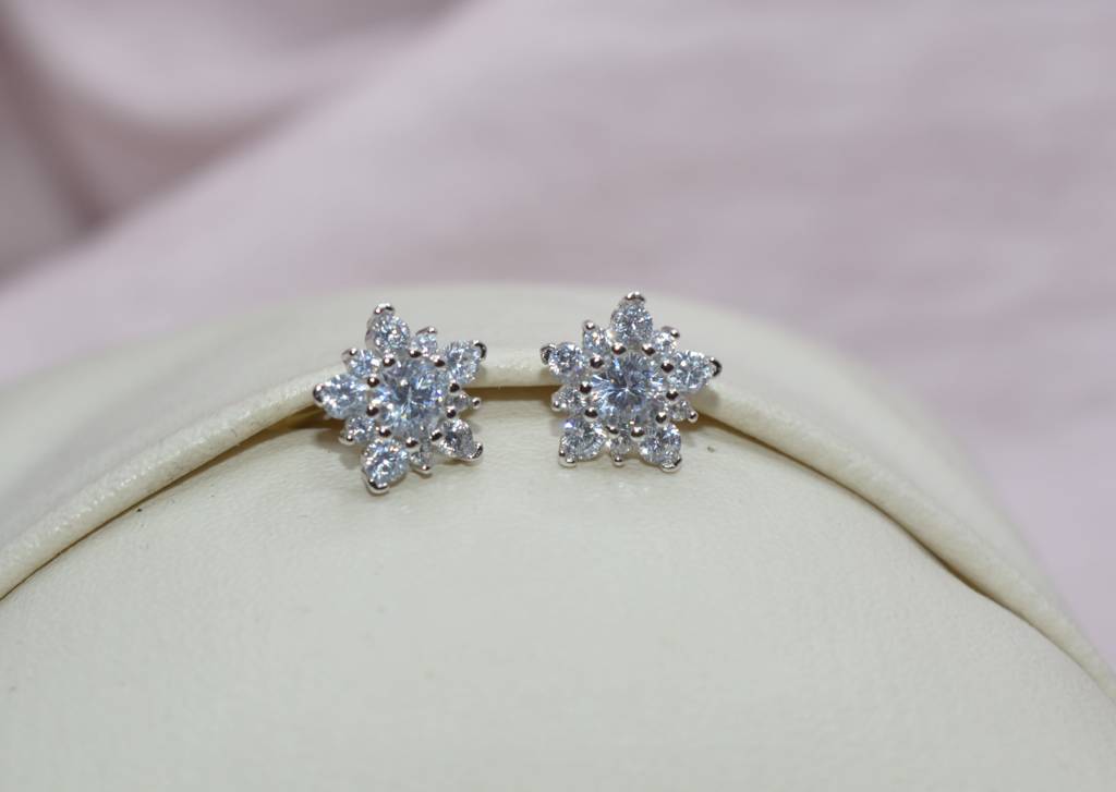 Stone-Studded Blossoms Earrings : 1141