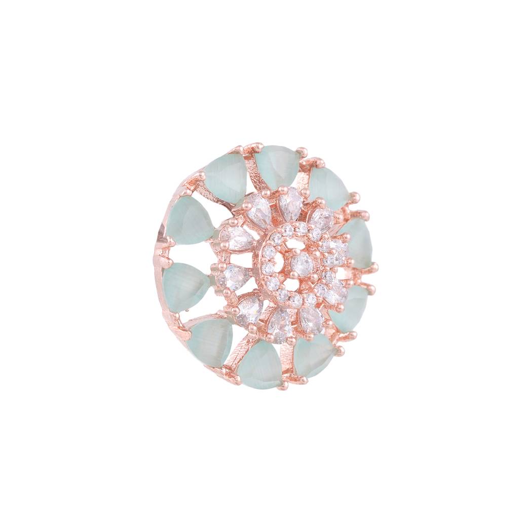 Subtle Light Blue Tops Turquoise Studs Ad Handcrafted Rose Gold Plated Earrings : SJER1143