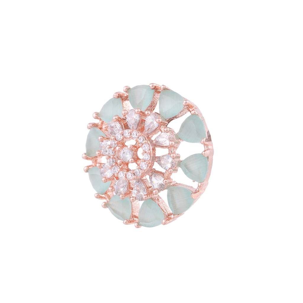 Subtle Light Blue Tops Turquoise Studs Ad Handcrafted Rose Gold Plated Earrings : SJER1143