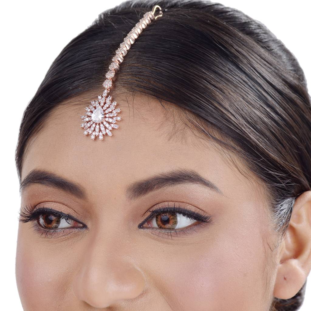 Drop-Shaped Diamond Maang Tikka Handcrafted And Stylish For Women & Girls : SJMT1159