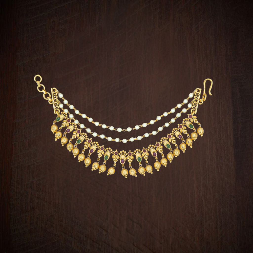 Royal Aura Temple Jewellery Ear Chain With Traditional Detailing : N-756