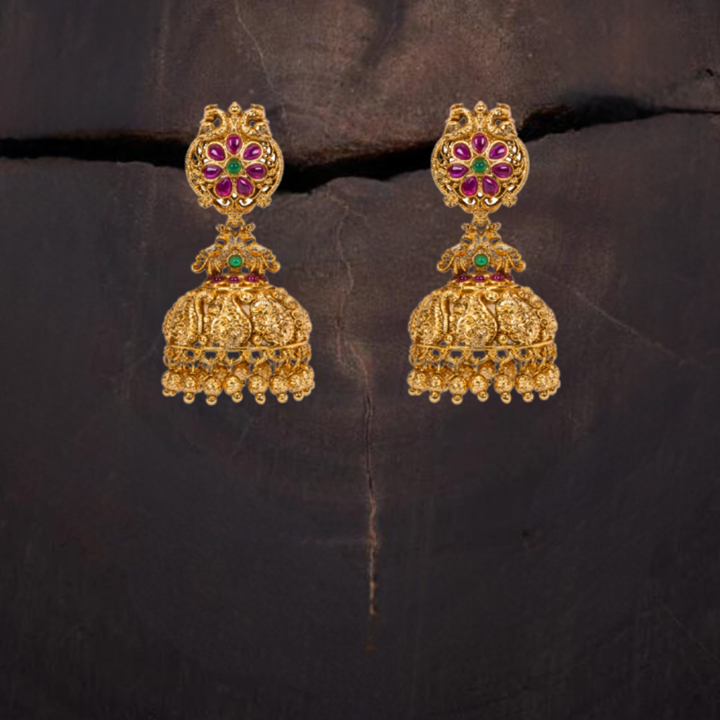 Gowri Necklace Set  – 1 Gram Gold Plated Long Temple Necklace : V-758