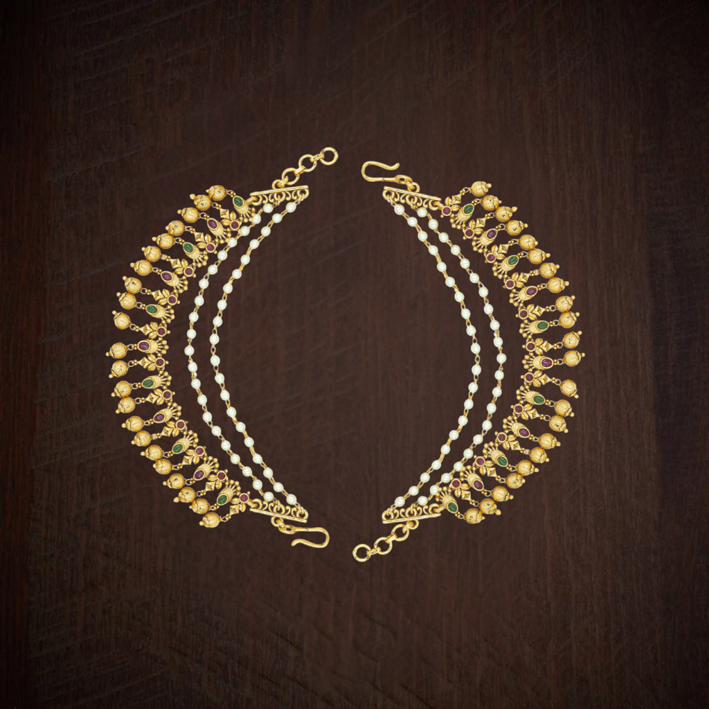 Royal Aura Temple Jewellery Ear Chain With Traditional Detailing : N-756