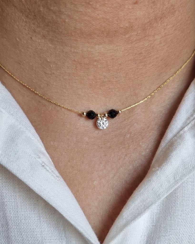14K Gold Filled Mangalsutra White Zircon Pendant Necklace  | Gold Infused Jewellery : 14KGFWHMNTZ