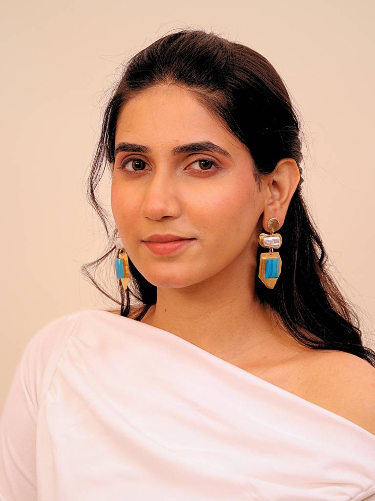 Naqqashi Brass Earrings For Women 18K Gold Plated Handmade : BJV032
