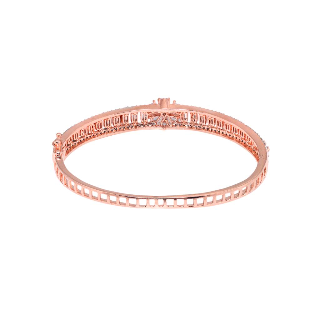 Floral Design Light Diamond Bracelet Rose Gold Plated : SJBR1186