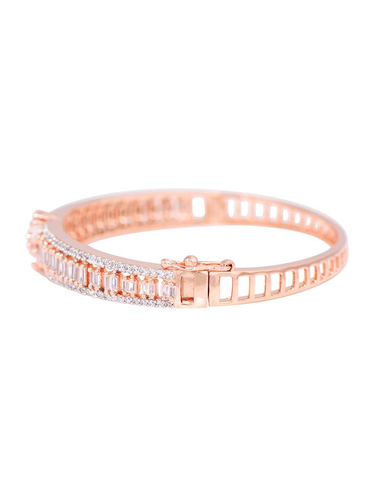 Floral Design Light Diamond Bracelet Rose Gold Plated : SJBR1186