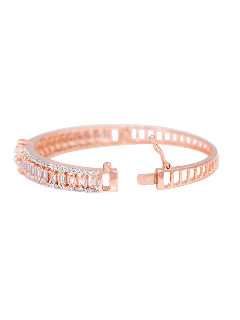 Floral Design Light Diamond Bracelet Rose Gold Plated : SJBR1186