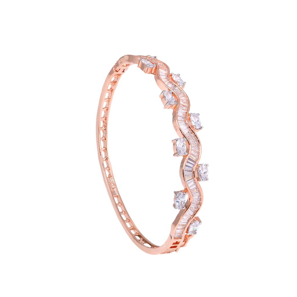 Wavy Pattern Diamond Bracelet, Rose Gold Plated : SJBR1187