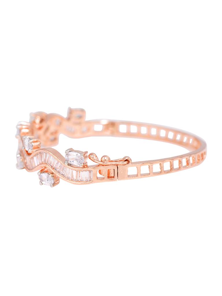 Wavy Pattern Diamond Bracelet, Rose Gold Plated : SJBR1187