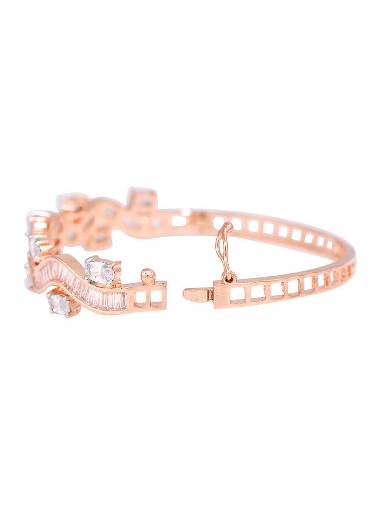 Wavy Pattern Diamond Bracelet, Rose Gold Plated : SJBR1187
