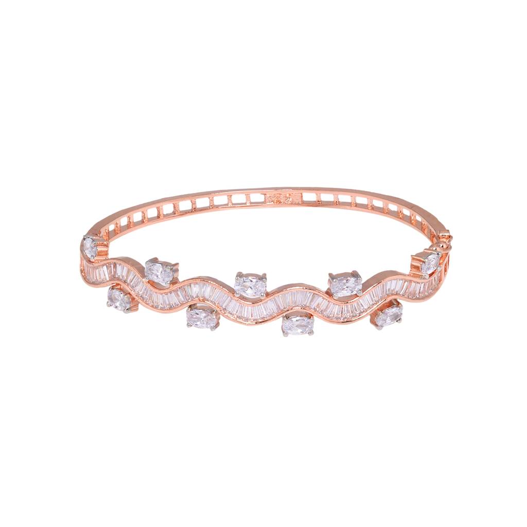 Wavy Pattern Diamond Bracelet, Rose Gold Plated : SJBR1187