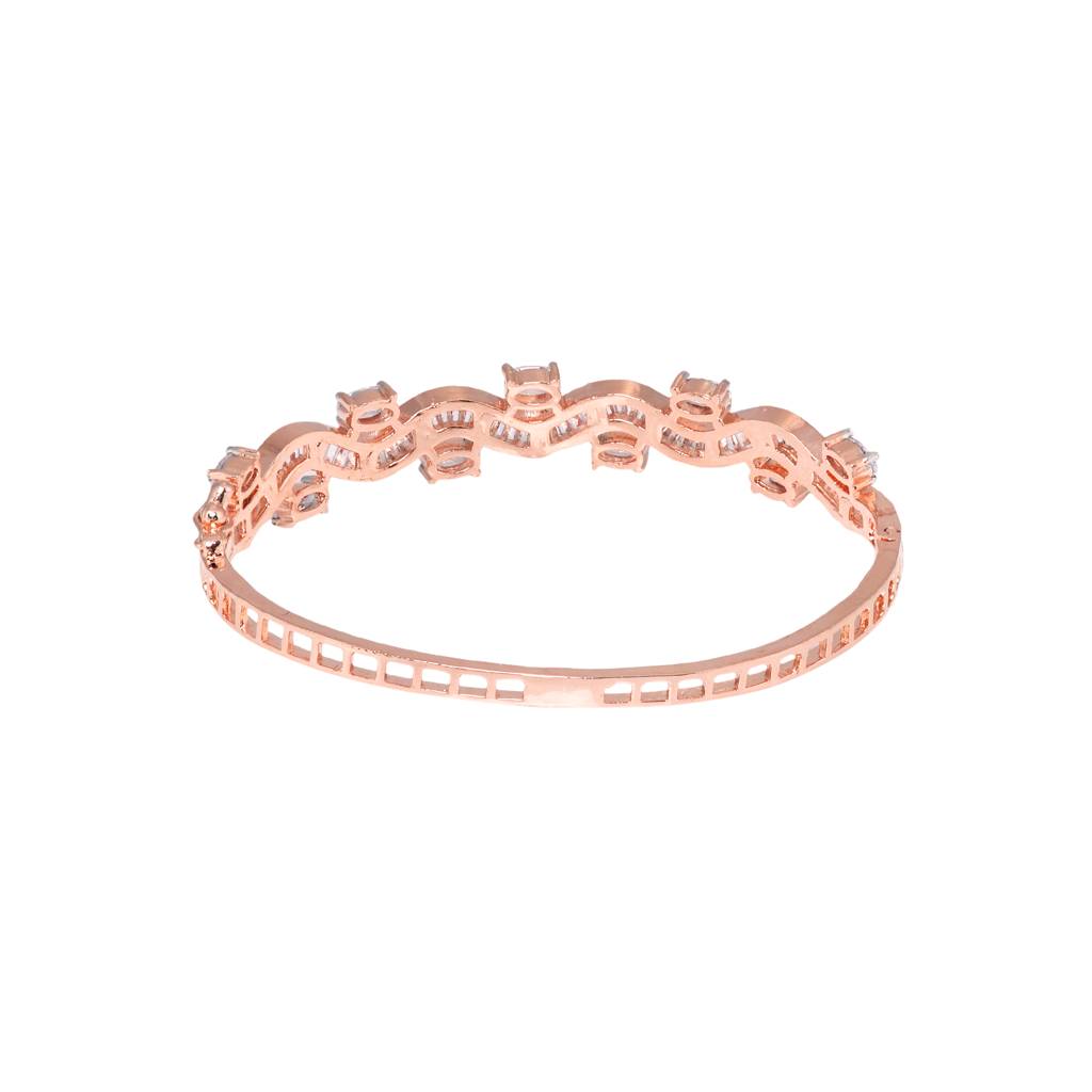 Wavy Pattern Diamond Bracelet, Rose Gold Plated : SJBR1187