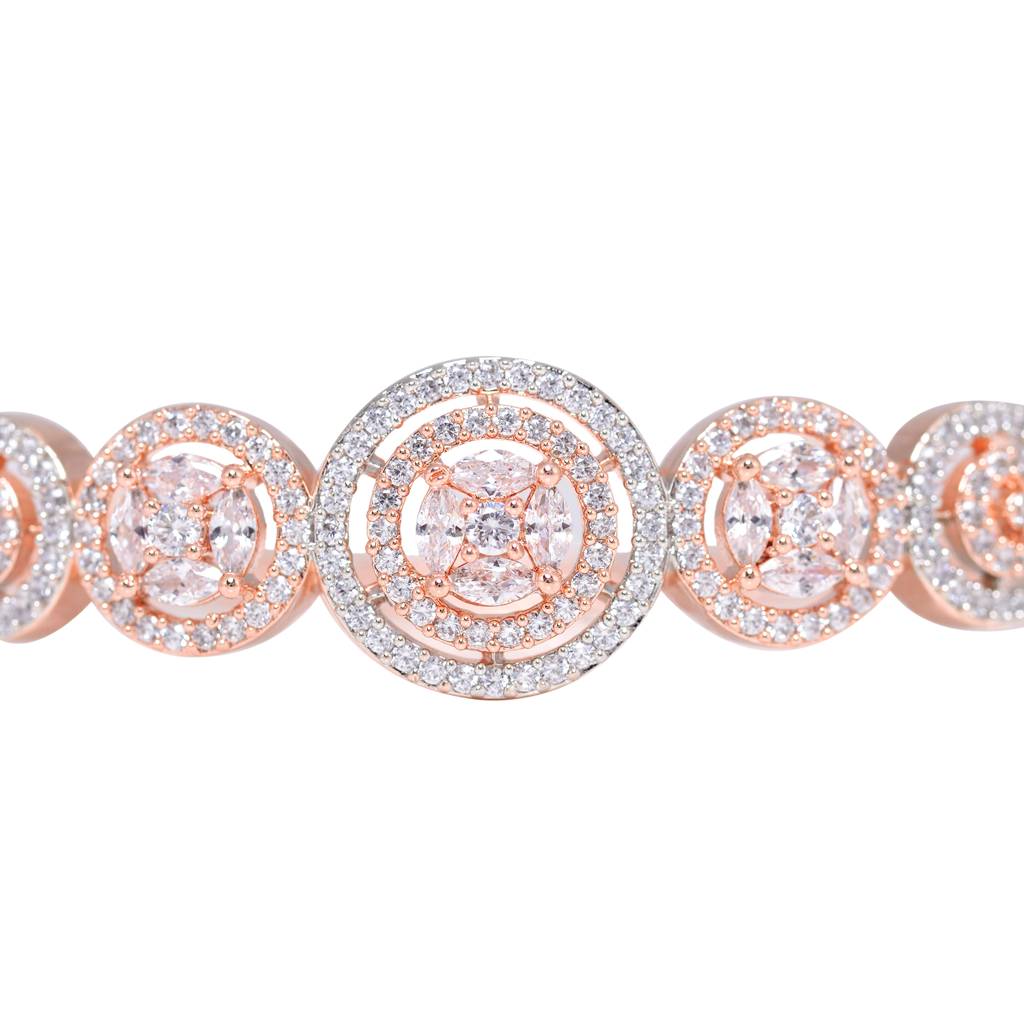 Diamond Encrusted Handcrafted Bracelet, Rose Gold Plated : SJBR1188