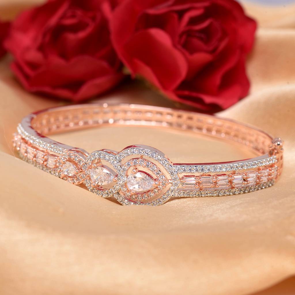 Drop Design Diamond Studded Bracelet,Rose Gold Plated : SJBR1189