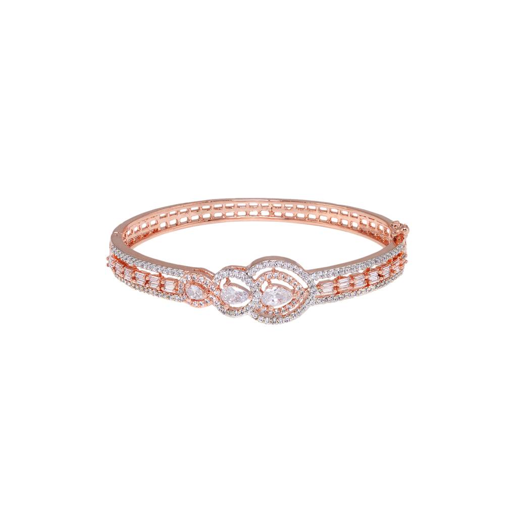 Drop Design Diamond Studded Bracelet,Rose Gold Plated : SJBR1189