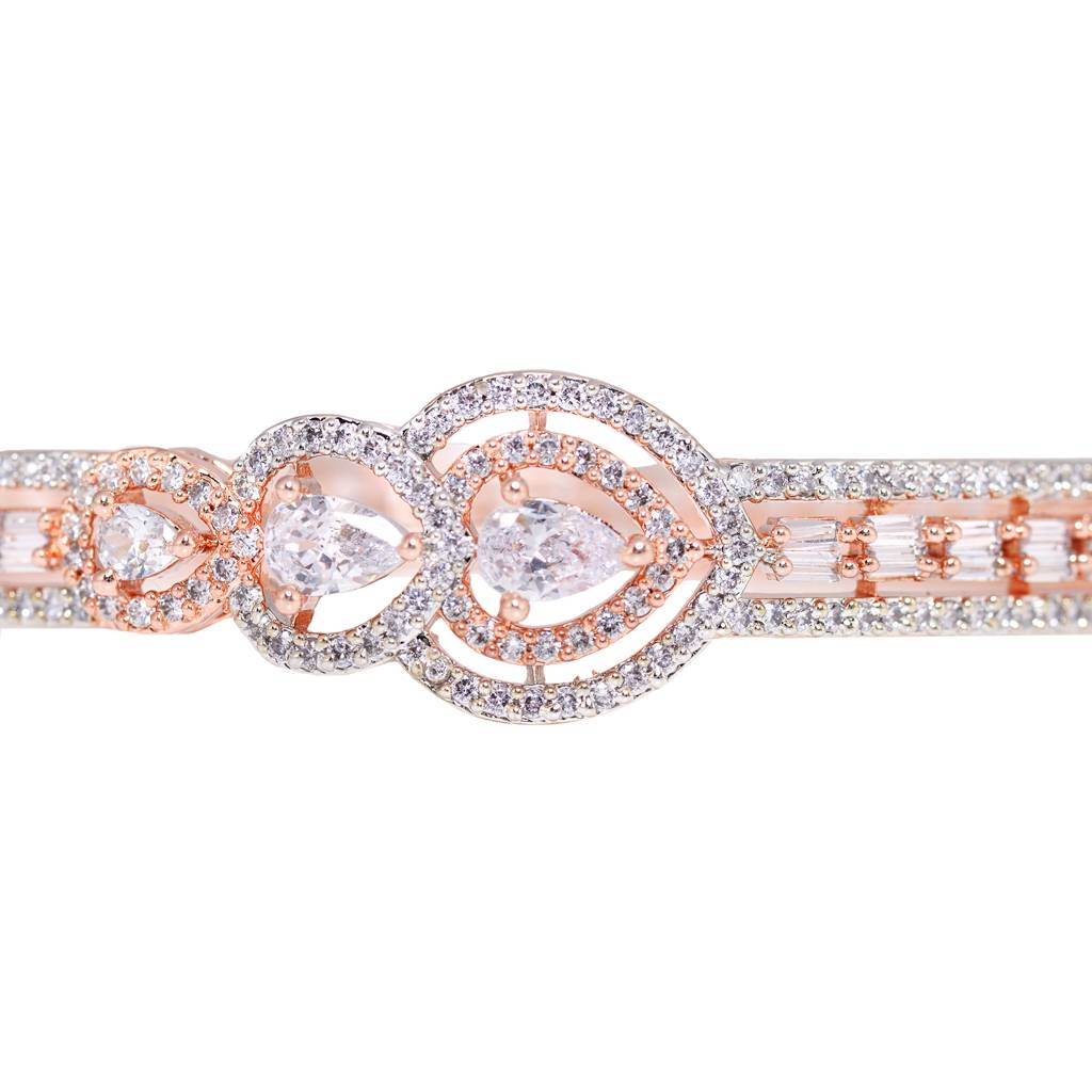 Drop Design Diamond Studded Bracelet,Rose Gold Plated : SJBR1189