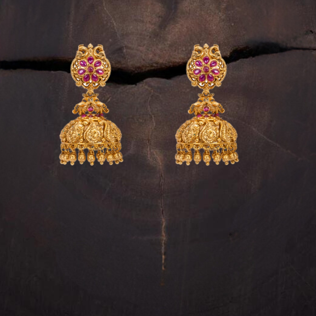 Gowri Necklace Set  – 1 Gram Gold Plated Long Temple Necklace : V-758