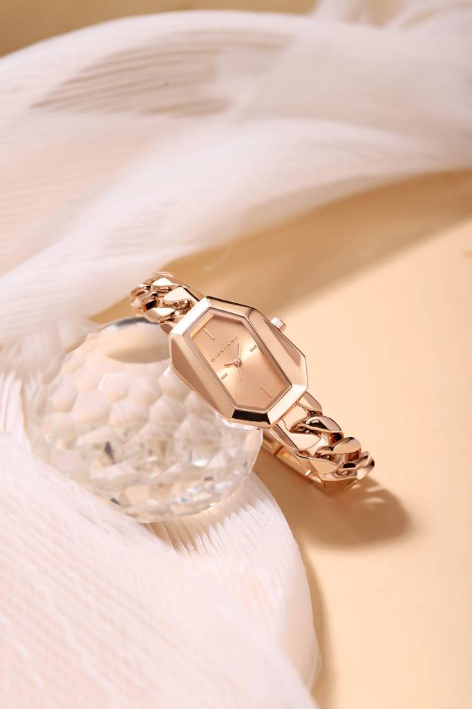 Giordano Stylish Analog Watch For Women Â Hexagon Dial, Trendy Chain Link Stainless Steel Strap, Elegant Dress : GZ-60122-22