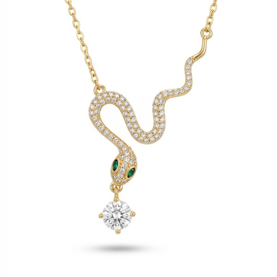 Dainty Snake Pendant Necklace For Women – Elegant Minimal Snake Design With Sleek Modern Finish | Premium Contemp : 6956550090