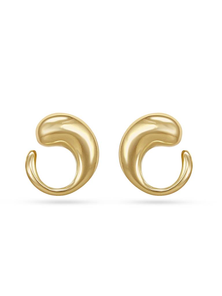 Gold Sculptural Swirl Stud Earrings : YI24A0051E