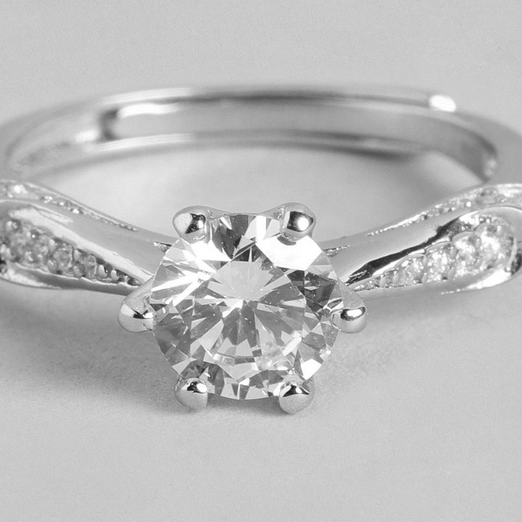 Regal Solitaire 925 Silver Ring (Adjustable) : RNG-40043