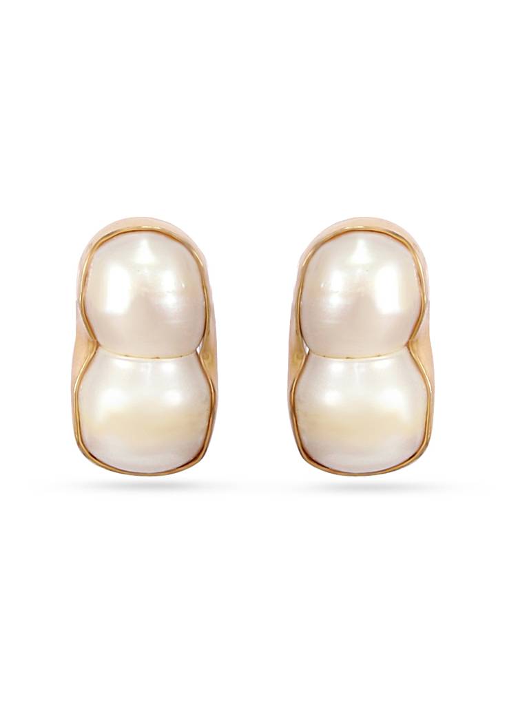 Pearl Studded Gold Stud Earrings : YI24A0045E
