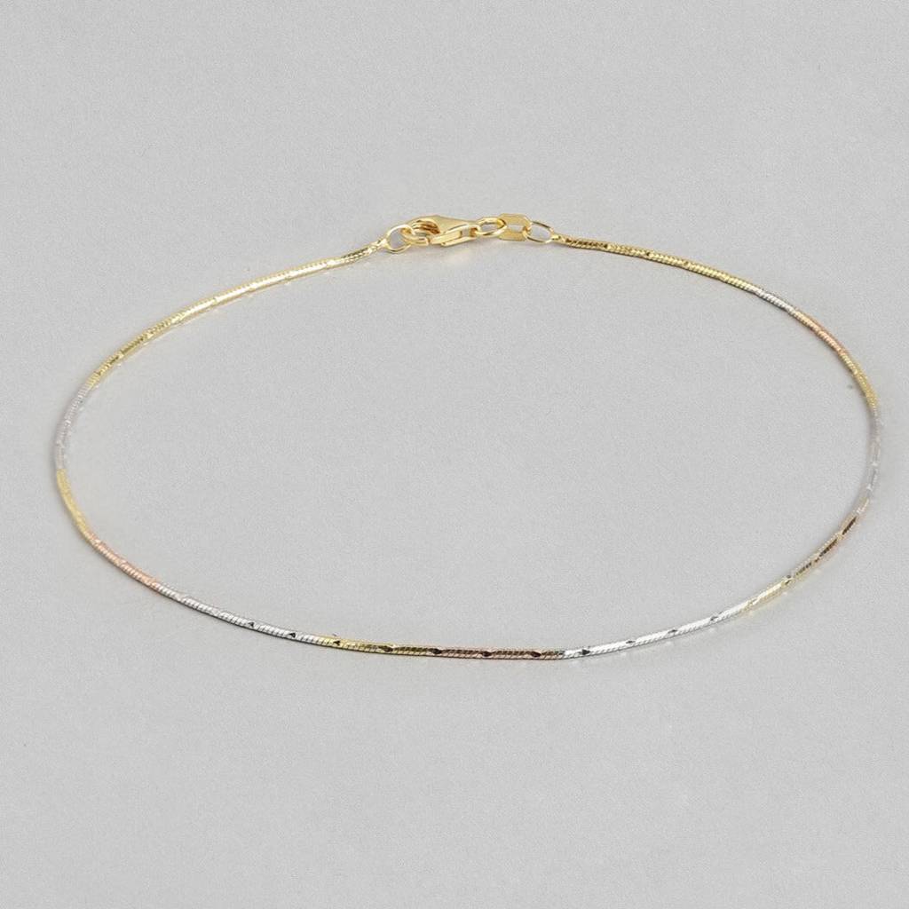 Adorable Triple Tone 925 Sterling Silver Anklet : ANK-60047-PAIR