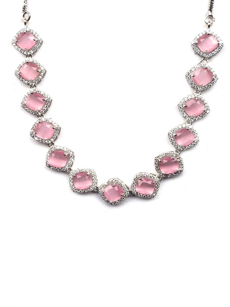 Â Eternal Sparkle:  Ad Sleek Necklace Set : AD132PINK