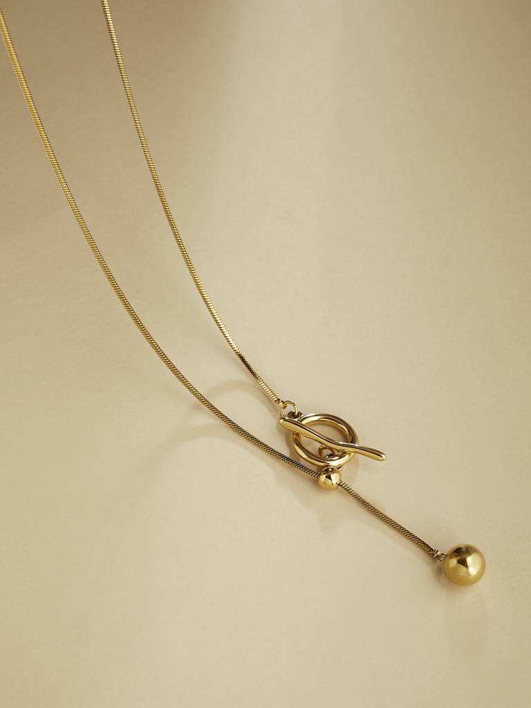 Gold Plated Snake Chain Adjustable Necklace : YI24A0085N