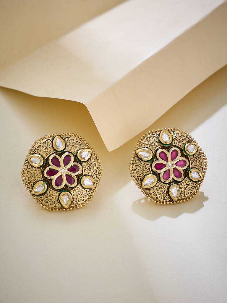 Royal Floral Kundan Studs : YI24A0104E