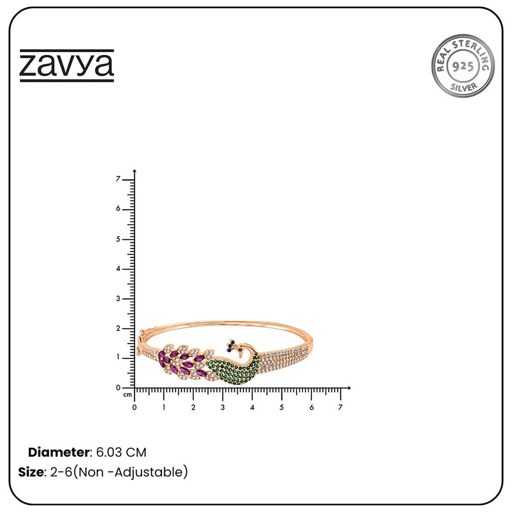 Zavya Eternal Bloom X Peacock Silver Bracelet In Rose Gold : BR-80145-Forever_Love