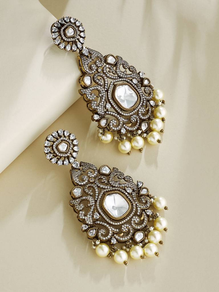 Antique Gold Polki Statement Earrings : YI24A0105E