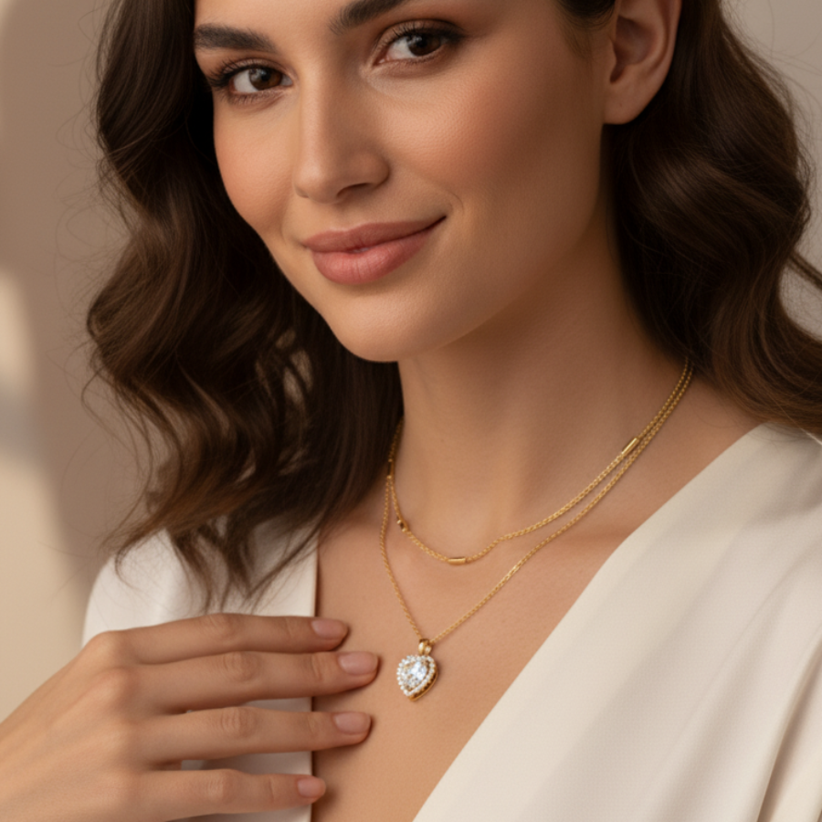 Double Layer Pendant Necklace For Women – Elegant Two Layer Chain Design With Minimal Modern Finish | Premium Eve : 5087100085