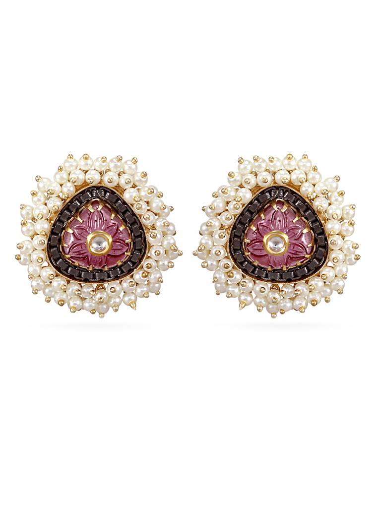 Pearl Studded Gold Earrings : YI24A0052E