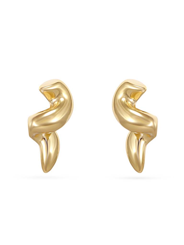 Minimalist Gold Curvy Stud Earrings : YI24A0059E