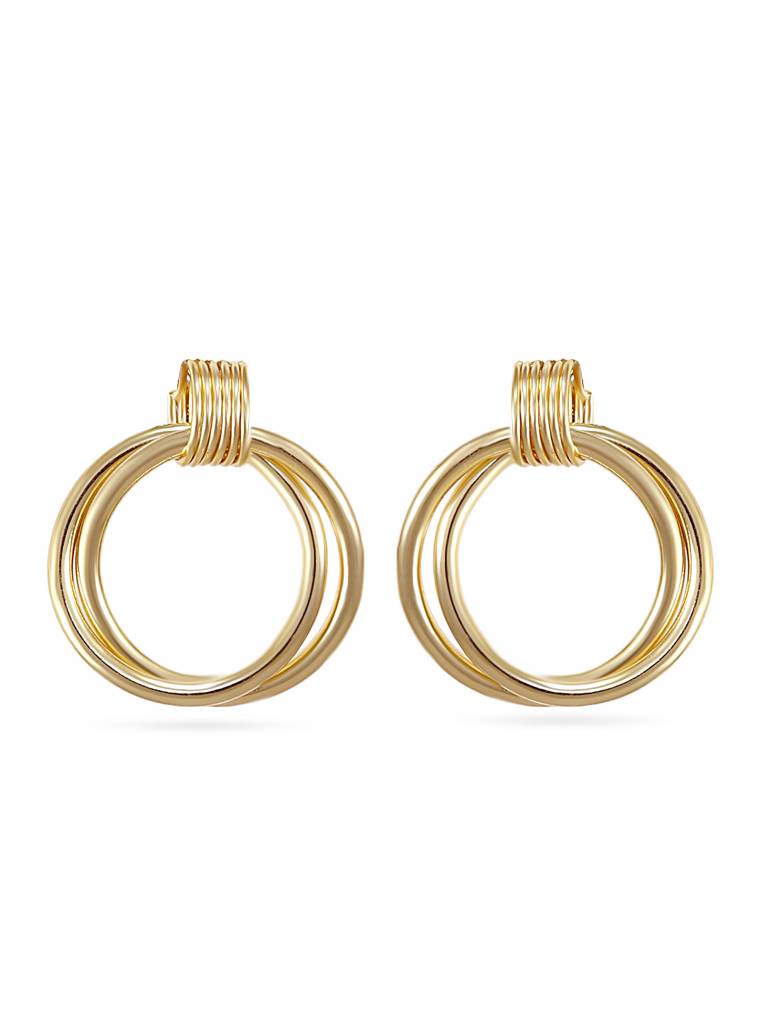 Golden Entangled Hoop Earrings : YI24A0060E