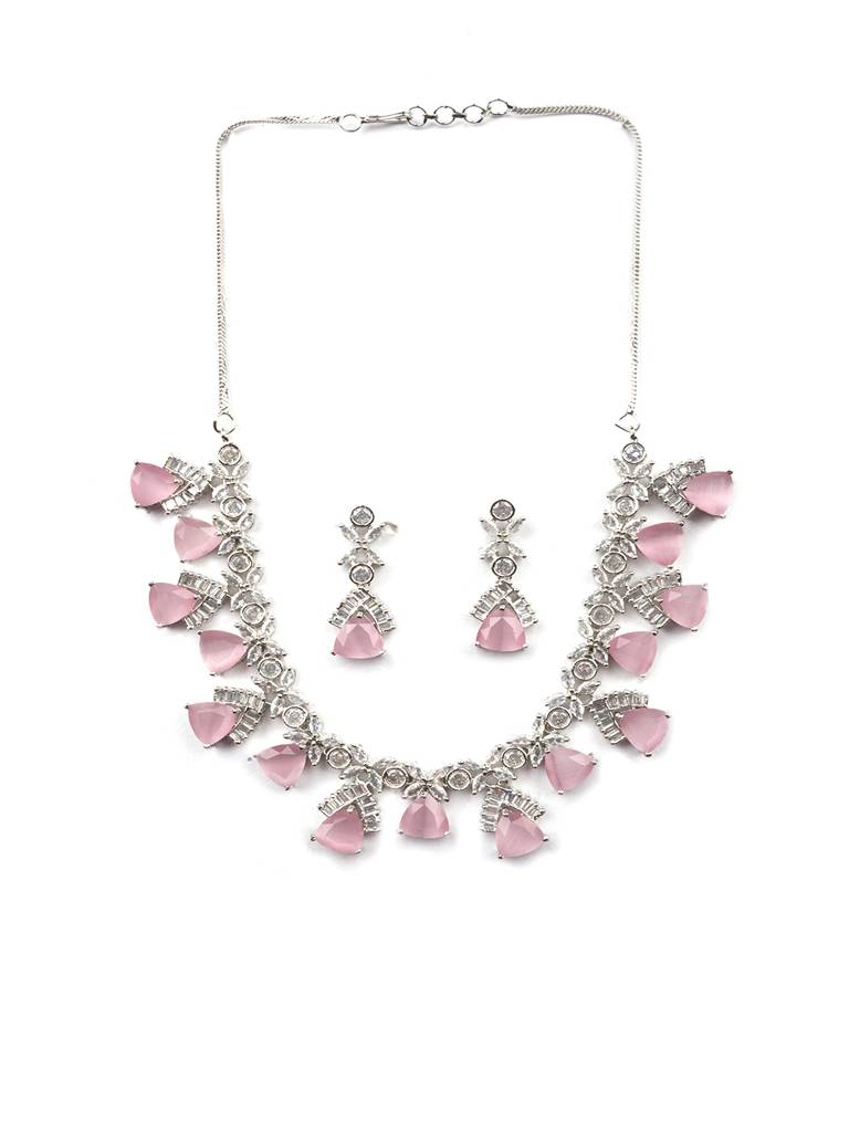 Cz Ad Necklace Set For Glamorous Lookâ : AD127PINK