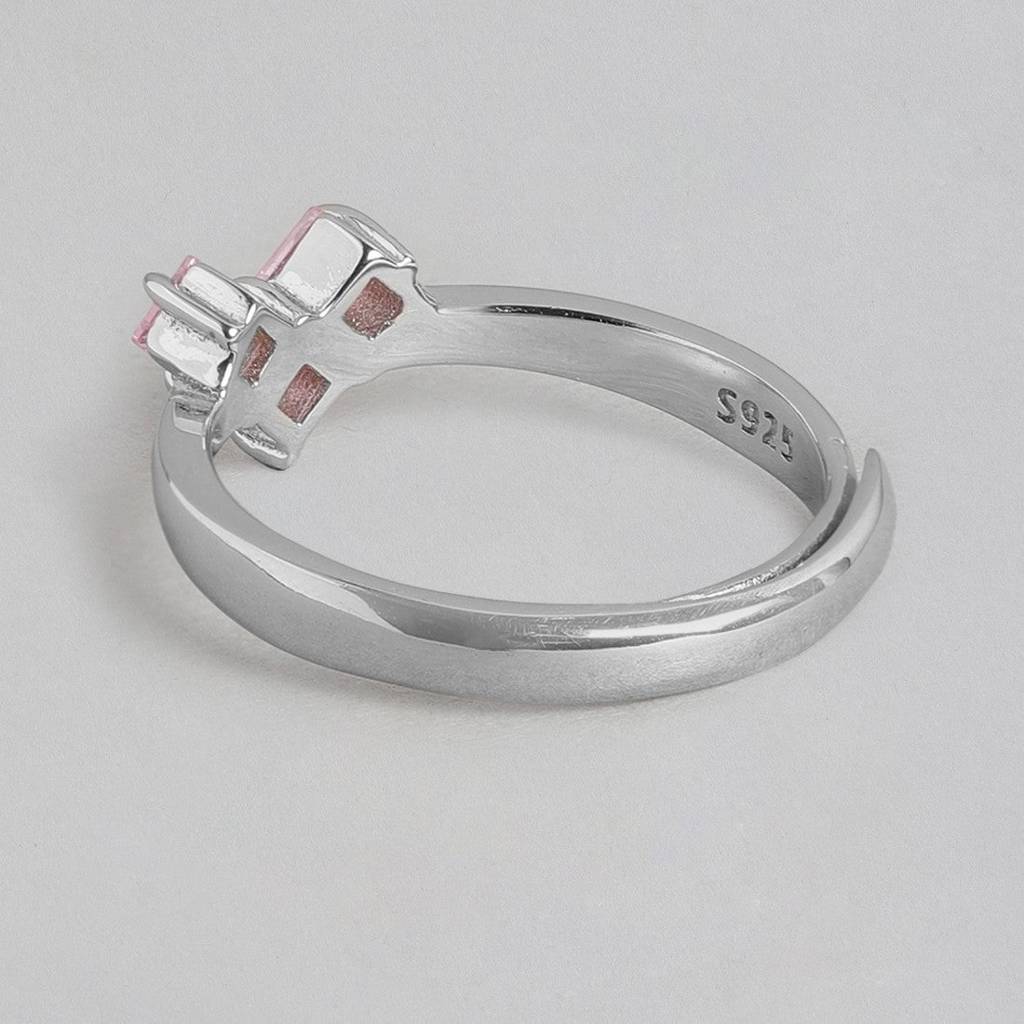 Dusty Pink Heart 925 Sterling Silver Ring For Women (Adjustable) : RNG-40128