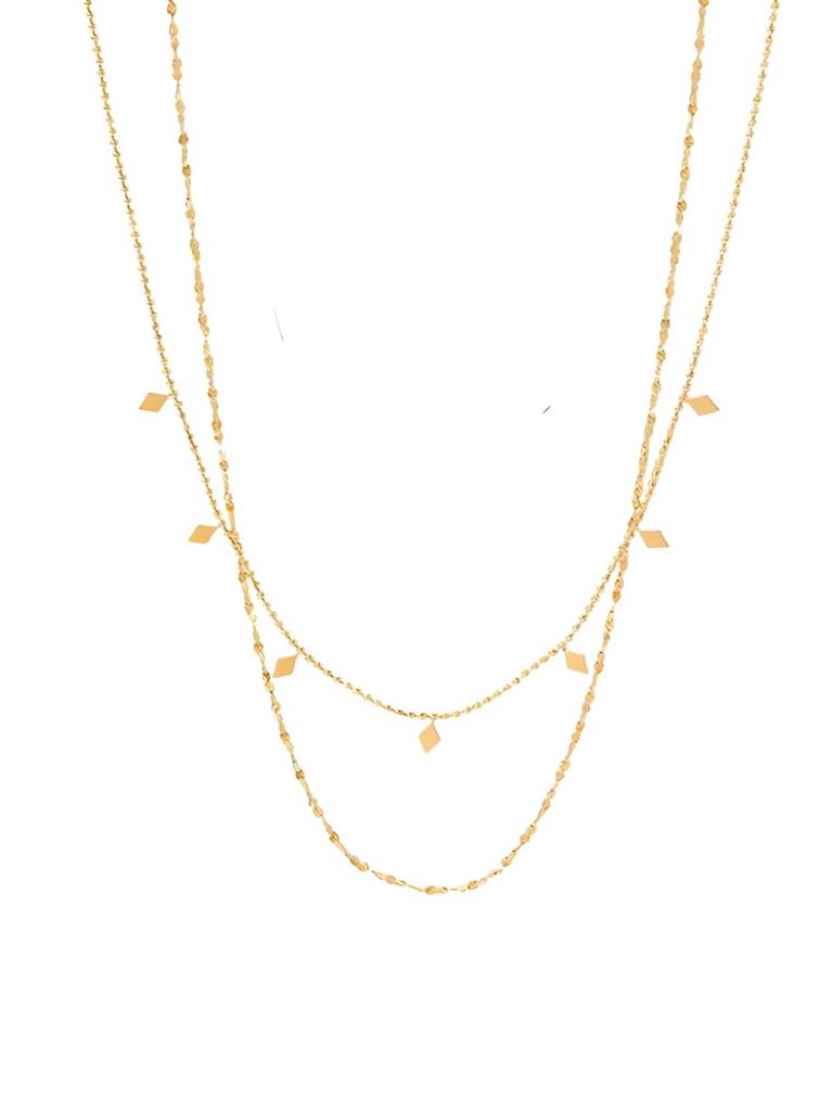18Kt Gold Plated Double Layered Beaded Diamond Necklace, Mia : INMIA
