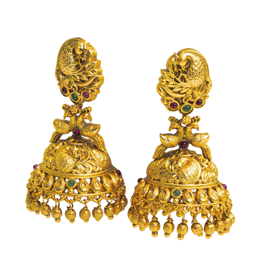 Antique Lakshmi Temple Jhumka Earrings For Traditional & Bridal Wear : R-1165