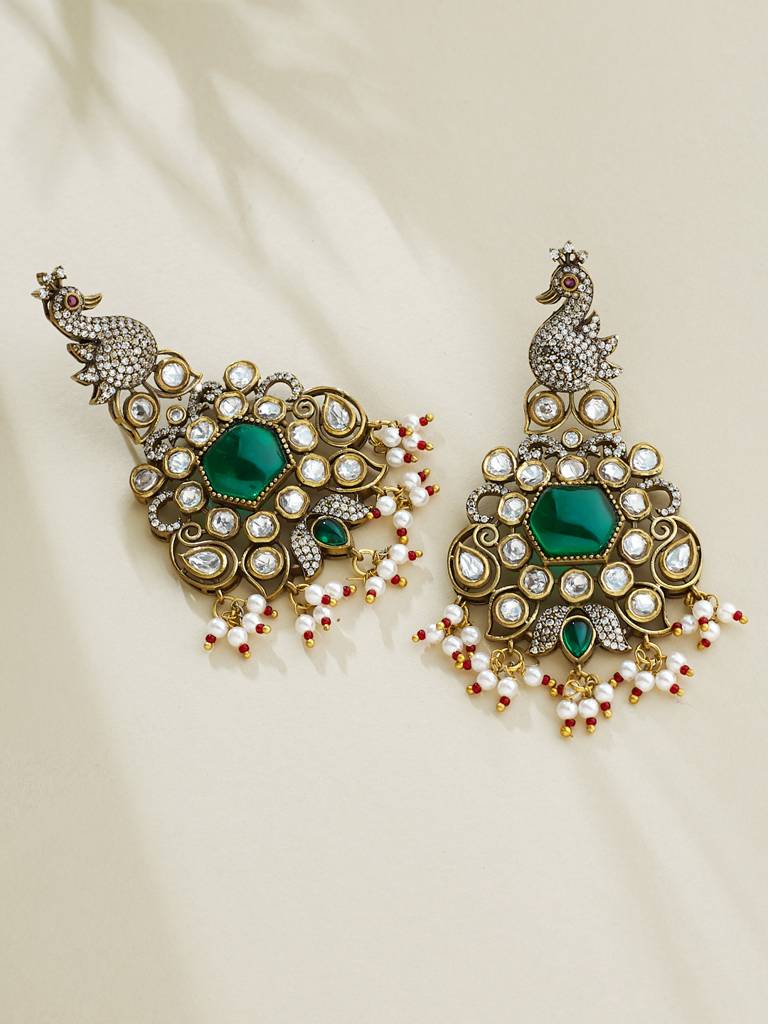 Kundan Studded Peacock Earrings : YI24A0006E