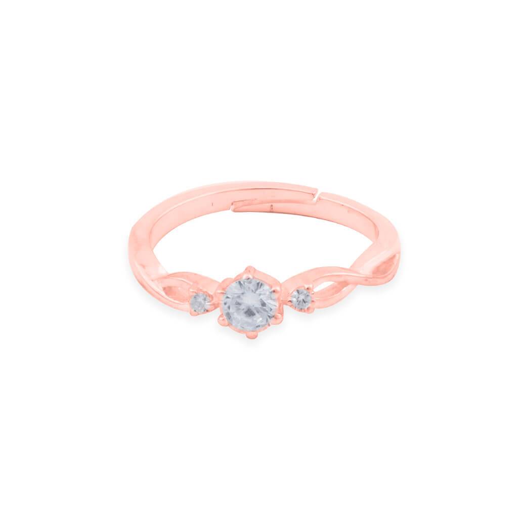 Rose Gold Wave Love Women'S Band Ring : ZLCPLR-1010-WR
